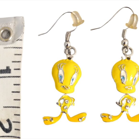 Warner Brothers Looney Toons Tweety Bird Dangling Yellow Earrings - Picture 3 of 3